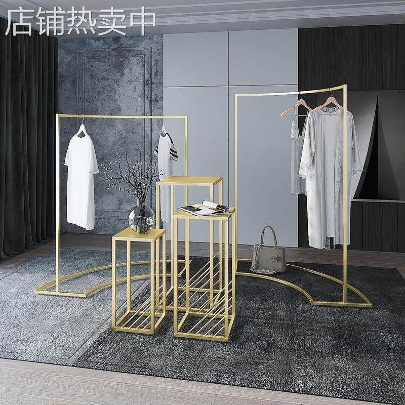服装店弧形中岛展示架屏风半圆形圆形货架落地式挂衣架流水台橱窗
