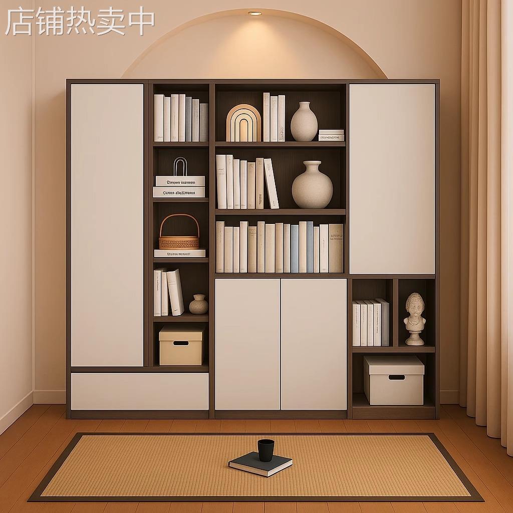 满墙书柜组合柜客厅靠墙储物柜卧室收纳柜子家用书架置物柜展示柜