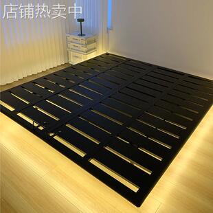 PK7J直观家具无床头悬浮原木风极简意式床架主卧无靠背白蜡实