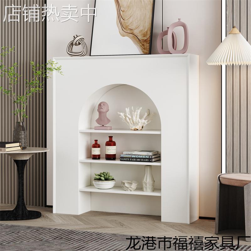 时尚欧式家用室内白色法式壁炉装饰柜拱形艺术置物架民宿玄关