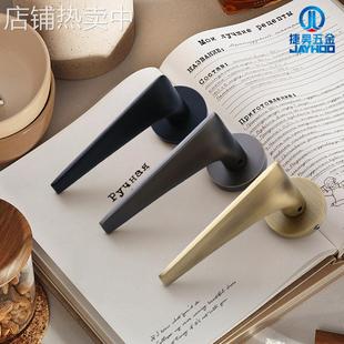 捷昊北欧风室内卧室静音磁吸现代简约实木房门锁金色黑色黄铜门锁