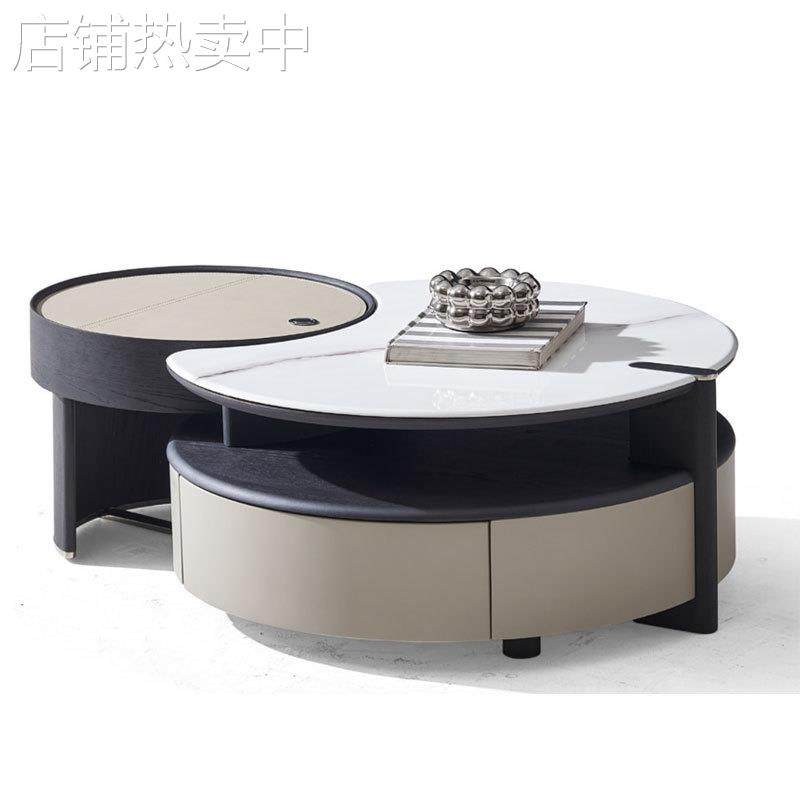 2025新佛山家具工厂客厅茶几烤漆工艺高级感轻奢家具大小圆形茶几