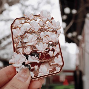 北京万寿寺文创白玉兰花金玉满堂镂空流沙金属冰箱贴Z旅游送朋友