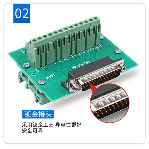DB25免焊接头并口中继转接线端子排板公母头MC45导轨PCB支架伺服