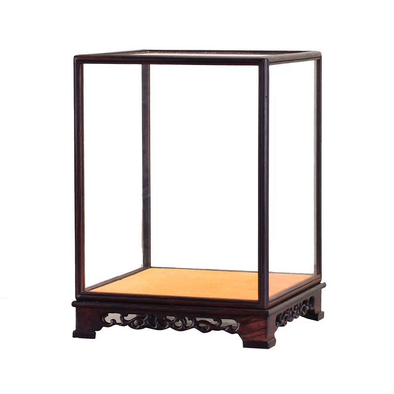 红木雕观音佛像玻璃罩摆件透明展示盒防尘罩工艺品古董奇石座实木