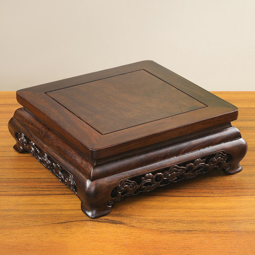 黑檀木灵芝长方形底座托架