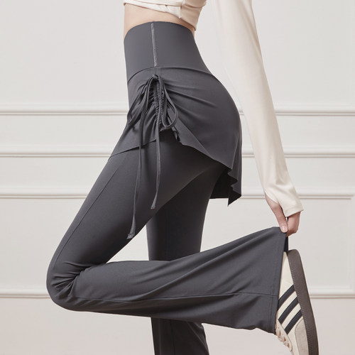 微喇叭裤子假两件休闲瑜伽打底裤