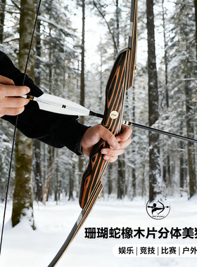 PMZ珊瑚蛇新品美猎分体长弓反曲弓竞技射箭橡木层压弓户外训练