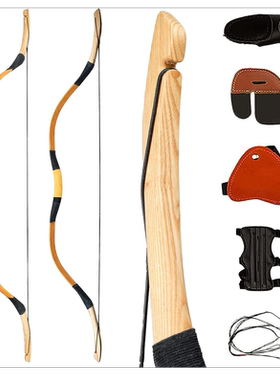 君驰PMZ入门级玻片弓传统反曲弓牛皮握把白蜡木弓梢耐用性价比高