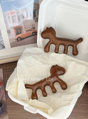 限定2026纯手工制作天然檀木小马头皮按摩梳子疏通循环小马木梳子