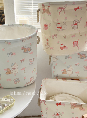 原创系列小众蝴蝶结小狗多用途脏衣篮小狗动物乐园娃娃收纳整理篮