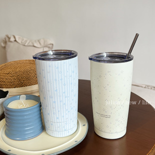 7款原创小众满天星星保温杯大容量304不锈钢保温保冷两用吸管杯子