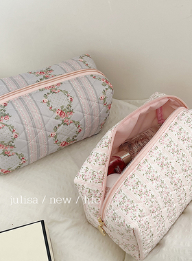 春夏日可爱小碎花大容量化妆包旅行便携洗漱袋立体收纳整理豆腐包