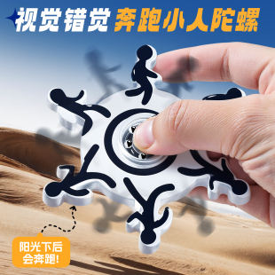 动态错觉旋转陀螺奔跑火柴人指尖陀螺视觉儿童转转乐手指解压玩具