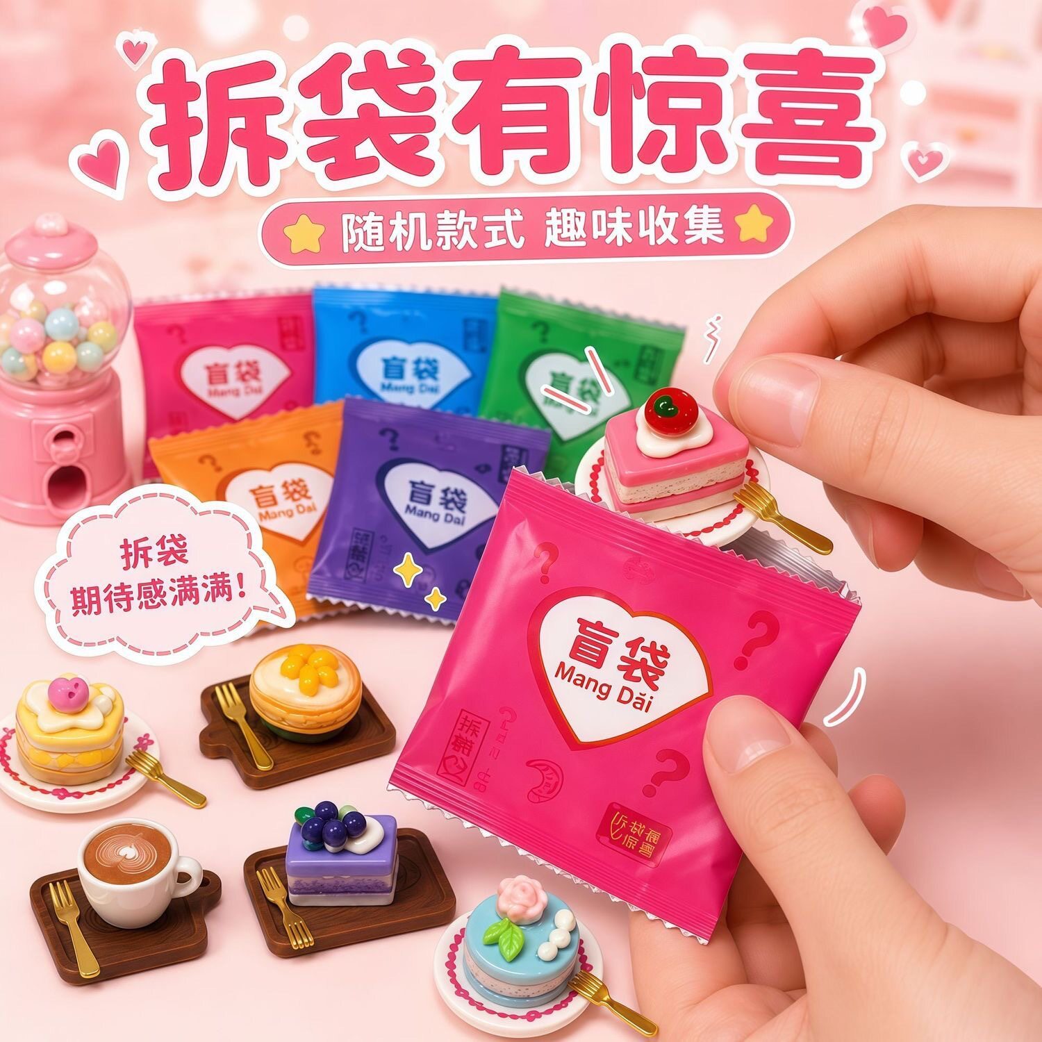 迷你微缩食玩盲袋学生奖励仿真甜品盲盒儿童过家家小玩具男女礼物