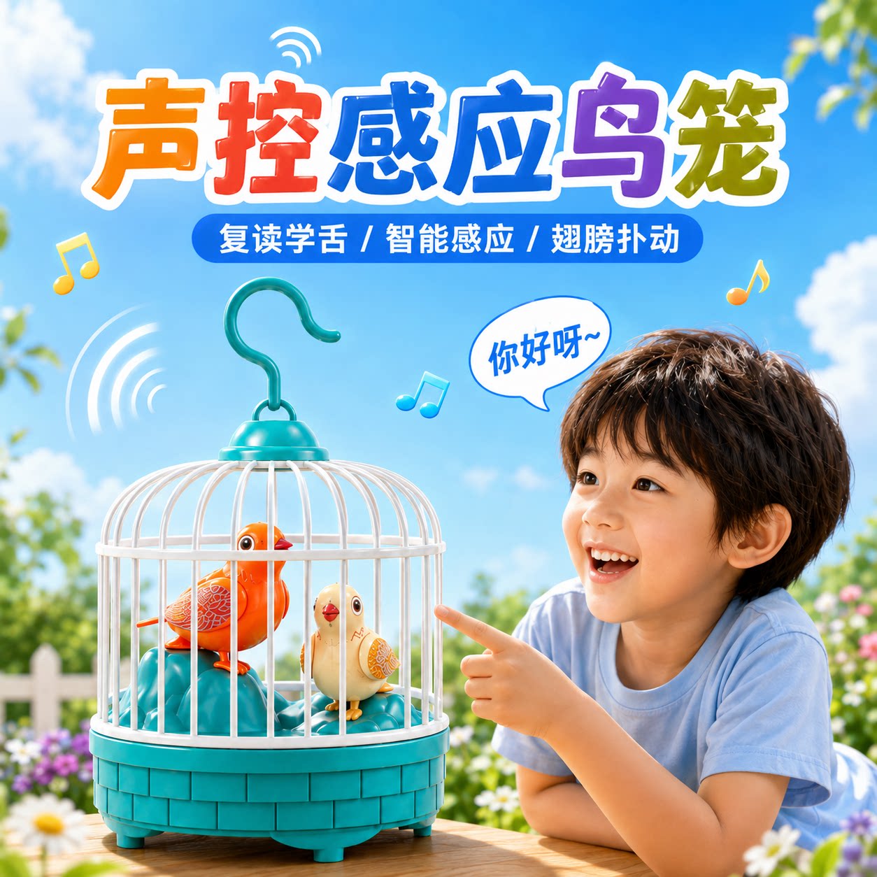 小鸟玩具学说话声控感应拍掌唱歌图片