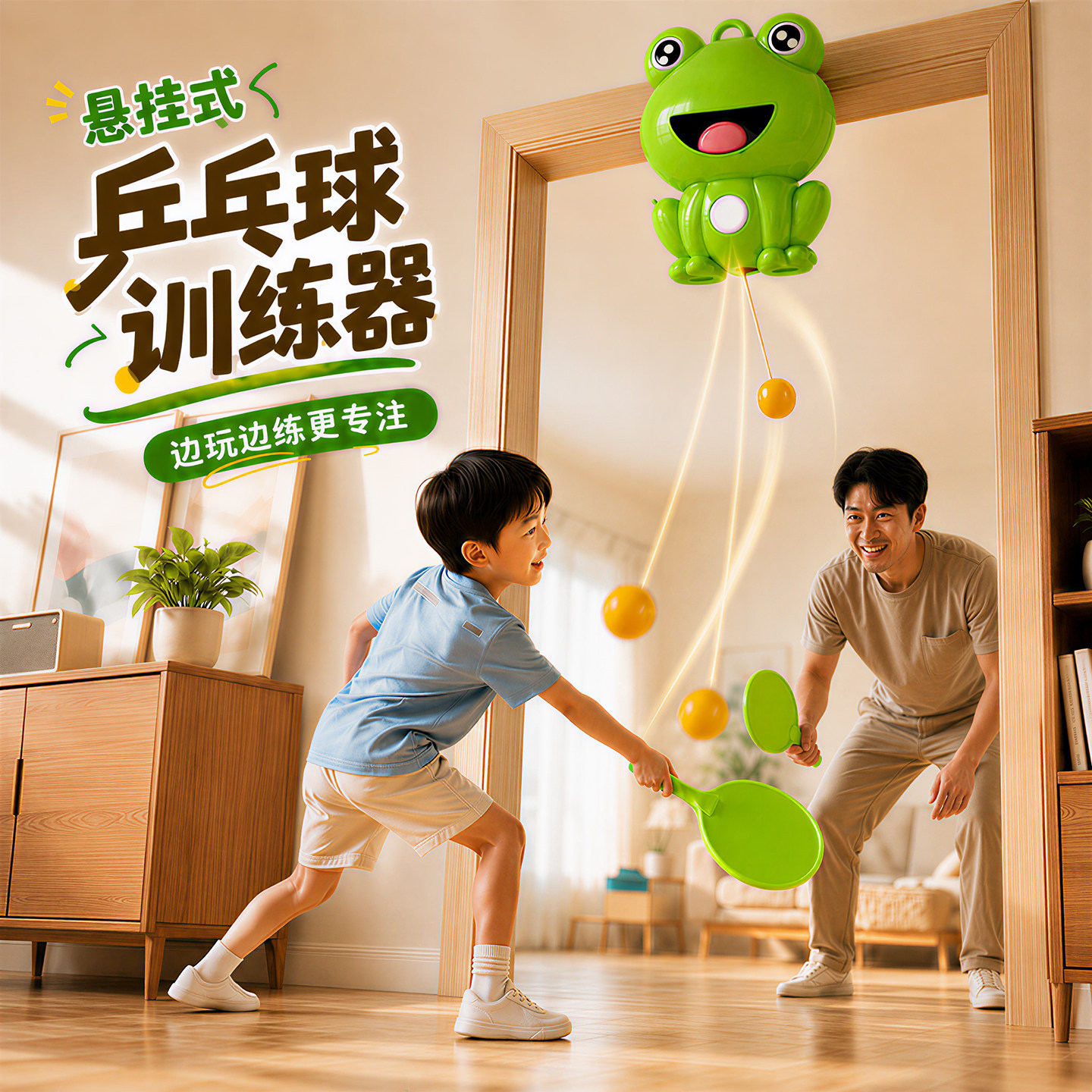 悬挂式乒乓球儿童训练器亲子互动图片