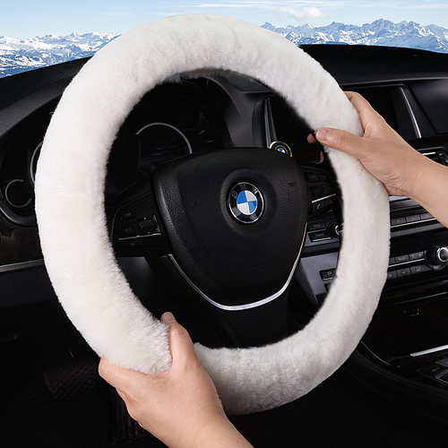 盛贝冬季羊毛通用简约方向盘套