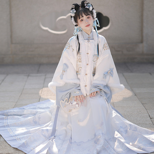 云麓集原创兔绒绒汉服女明制马面裙短袄立领日常秋冬加绒拜年服