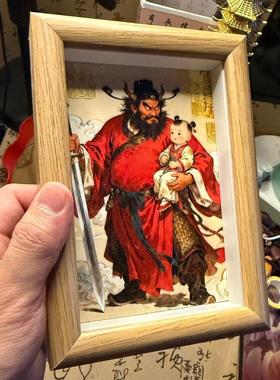 钟馗护子图挂画天师钟馗国画卧室儿童房吉祥保平安招财吉祥摆件