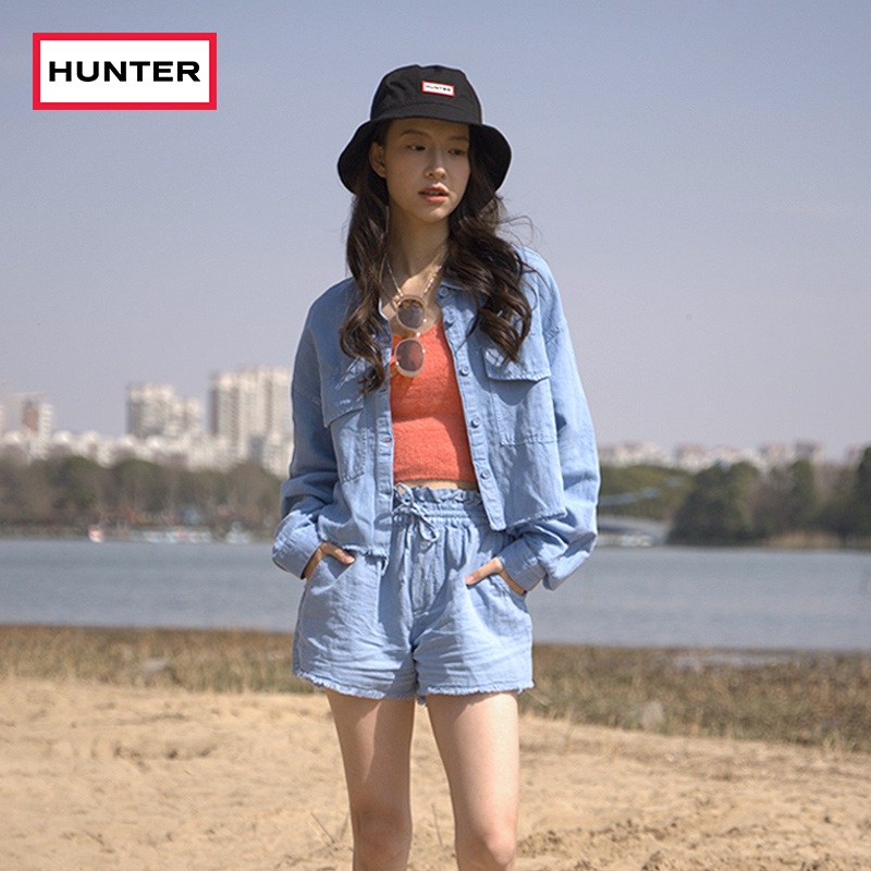 HUNTER男女同款百搭休闲字母渔夫帽时尚遮阳帽情侣款水桶帽