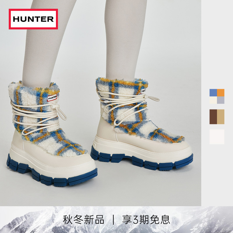 hunter毛绒中筒雪地靴保暖防滑