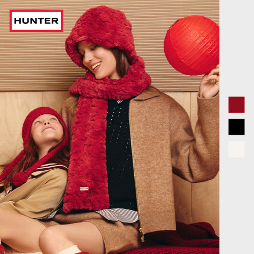 HUNTER情侣款保暖防寒毛绒围巾