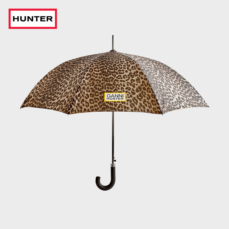 GANNI X HUNTER雨伞成人豹纹时尚休闲户外通勤防水长柄雨伞