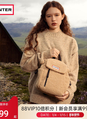 HUNTER秋冬摇粒绒迷你双肩背包书包情侣款户外休闲时尚简约双肩包