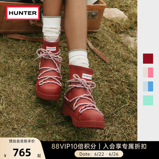 HUNTER女士酷玩绑带矮筒雨靴户外露营时尚潮流套筒休闲低帮短靴