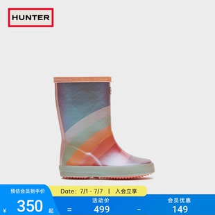 HUNTER雨靴彩虹印花儿童款 高帮户外防泼溅防水防滑雨靴儿童雨鞋