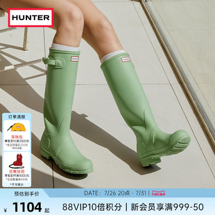 HUNTER雨鞋经典惠灵顿户外露营防滑雨靴女同色搭扣长靴高筒靴女靴