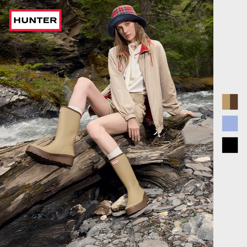 Hunter中筒靴女鞋酷玩雨鞋