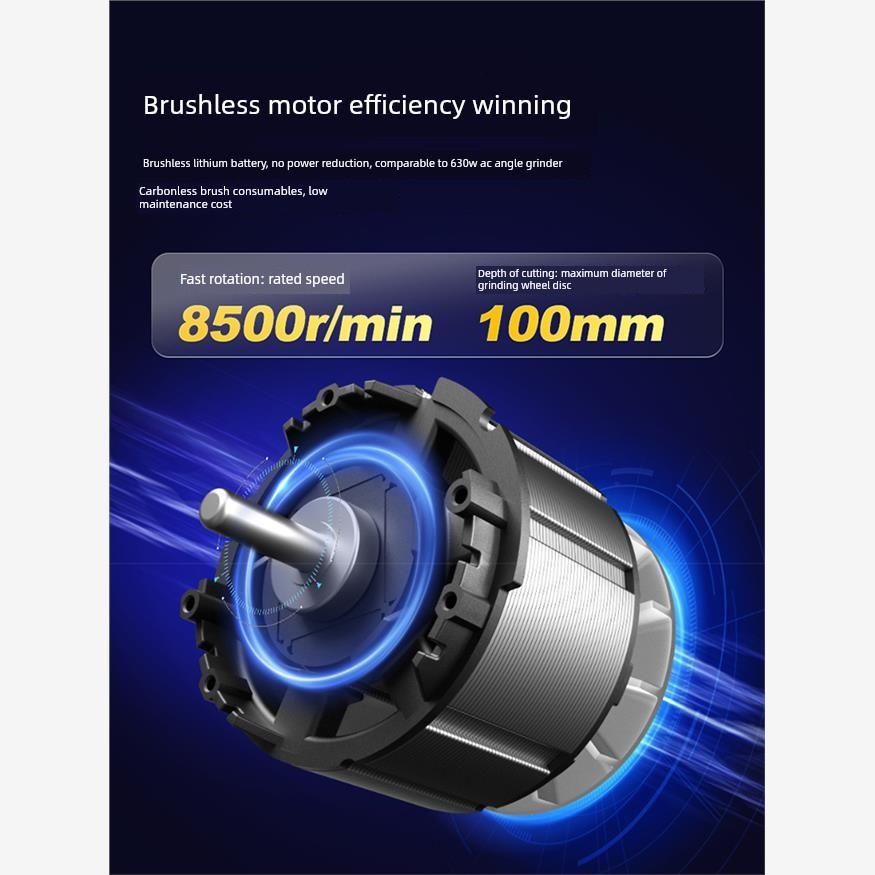 德国进口8500转无刷角磨机100mm切削深度锂电池大容量立体散热防