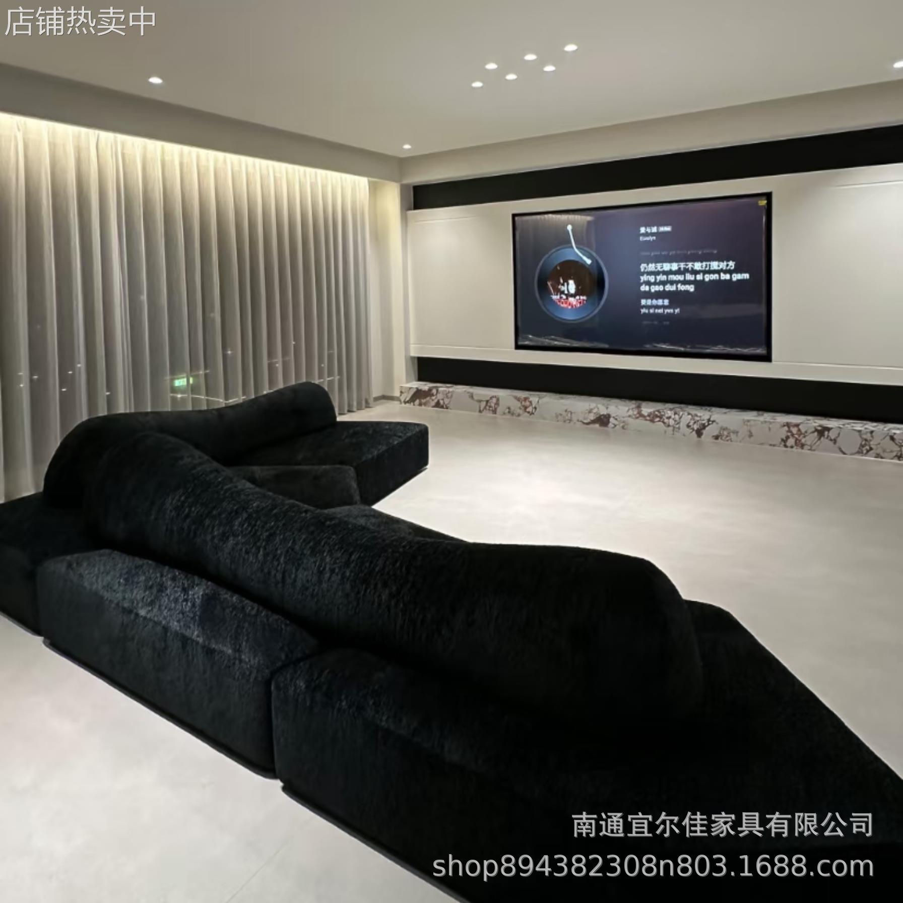 意式极简岩石沙发设计师大户型异形模块客厅别墅布艺大平层毛毛虫