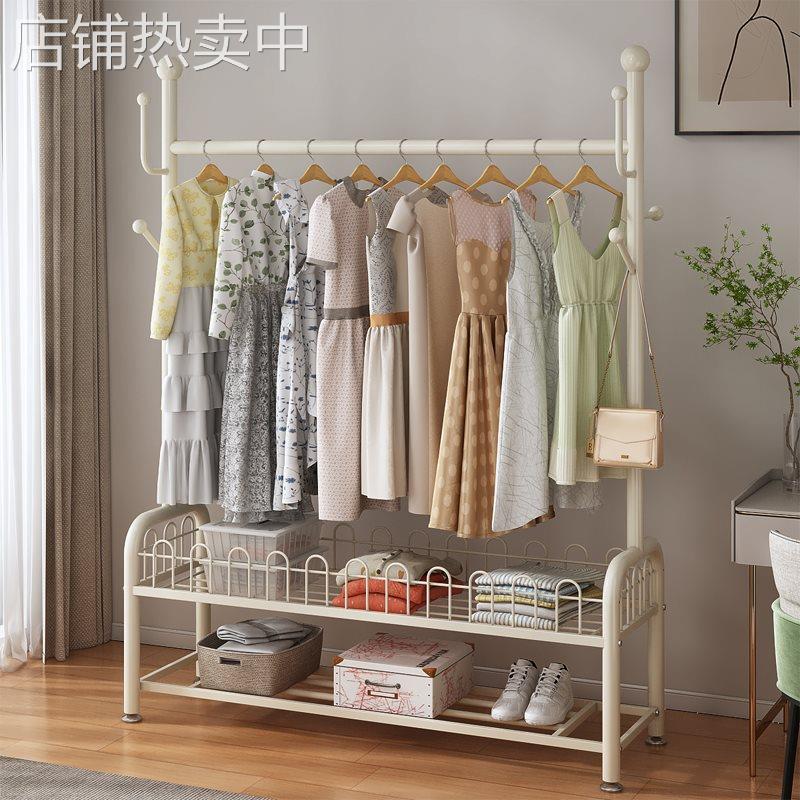 晾衣架落地卧室内网红奶油白衣帽间架子家用可移动置地收纳挂