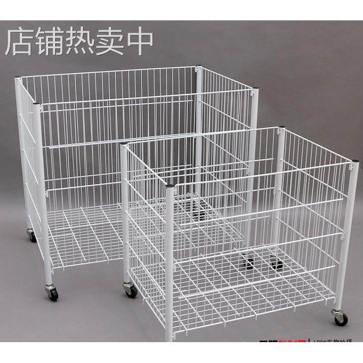 商场半身移动货架带轮衣服金属大号展柜黄色白色车