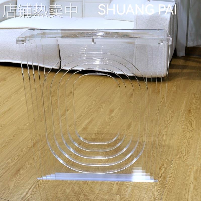 透明亚克力桌腿加工桌脚悬浮餐桌脚支架支撑腿桌角岛台带滑轮圆柱