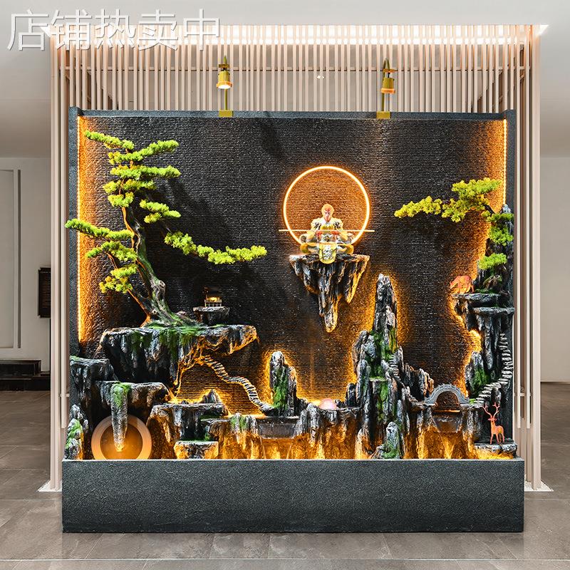 水幕墙流水屏风办公室隔断装饰室内外庭院假山鱼池喷泉造景观摆件