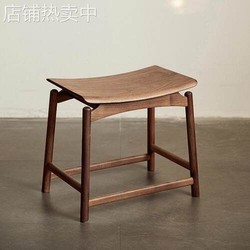 苏卯黑胡桃木元凳新中式实木茶凳客厅轻奢换鞋凳榫卯矮凳化妆凳
