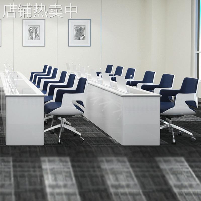 烤漆会议培训桌长条形桌会议台升降器显示屏条桌会议室简约培训桌