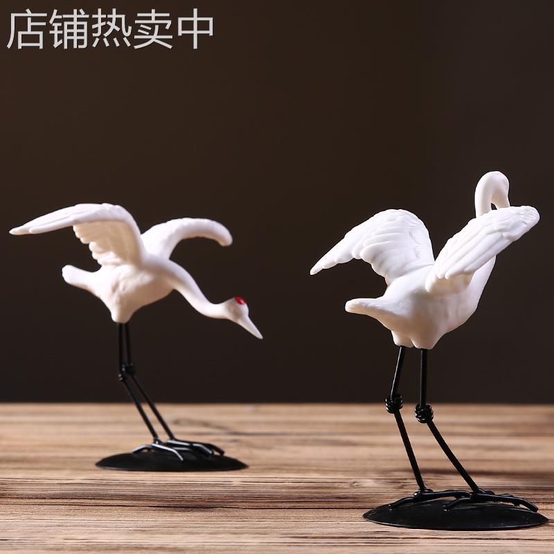 造景摆件微景观桌面装饰配件仙鹤盆景假山陶瓷动物盆栽白瓷田园风