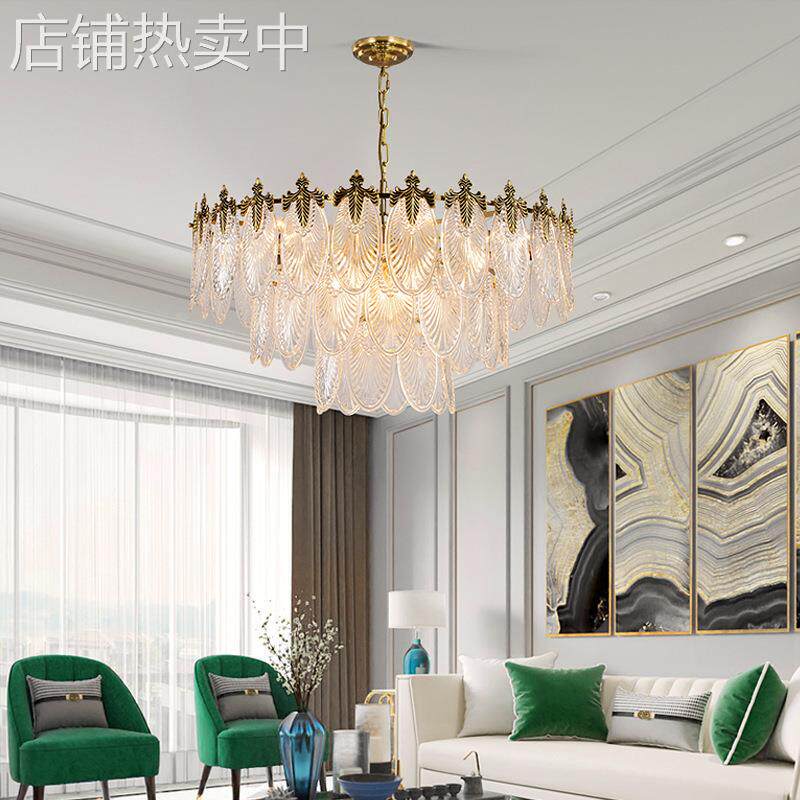 美式轻奢孔雀羽毛水晶吊灯后现代客厅简约创意餐厅卧室设计师灯具