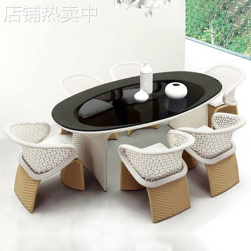 户外桌椅简约设计师民宿花园庭院阳台酒店工程沙发藤编家具藤套件
