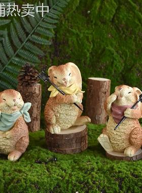 跨境复活节可爱小兔子家居装饰品摆件户外田园花园牧场树脂工艺品