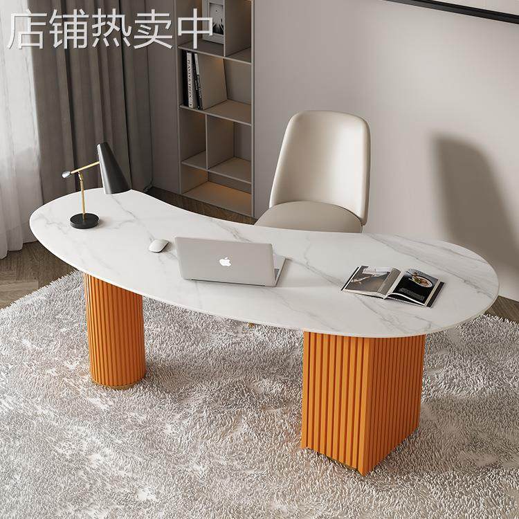 轻奢岩板办公桌医美接诊接待咨询桌椅现代老板电脑桌简约书桌