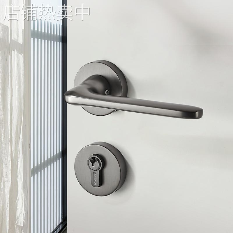 静音门锁卧室室内房门浴室门锁简约极简卫生间锁具上提反锁