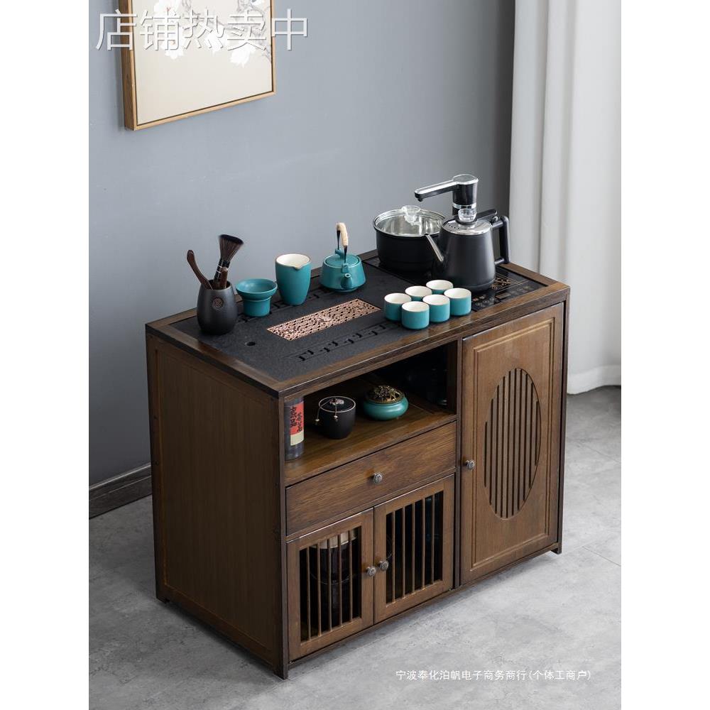 移动茶台小茶桌家用中式茶水柜茶车带轮茶几功夫茶具套装烧水一体