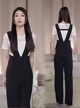 西装背带阔腿裤女2025春夏新款气质时尚减龄垂感连体裤连衣长裤子