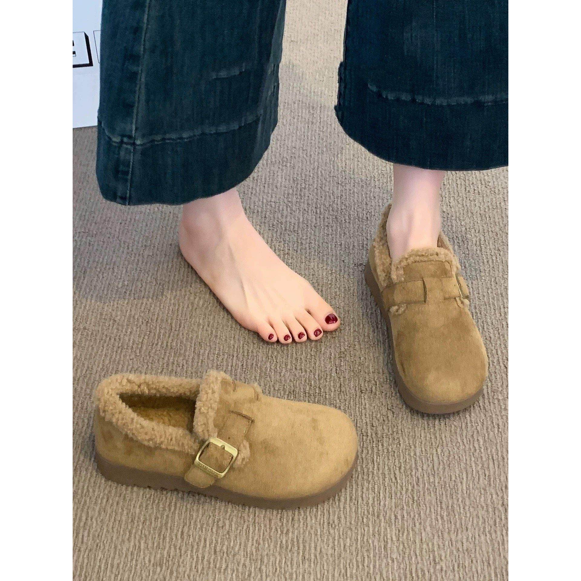 加绒勃肯鞋女2026新款爆款冬季豆豆棉鞋子保暖毛毛鞋一脚蹬雪地靴,女鞋,勃肯鞋/软木鞋,淘宝优惠券,粉丝福利购,淘宝优惠卷